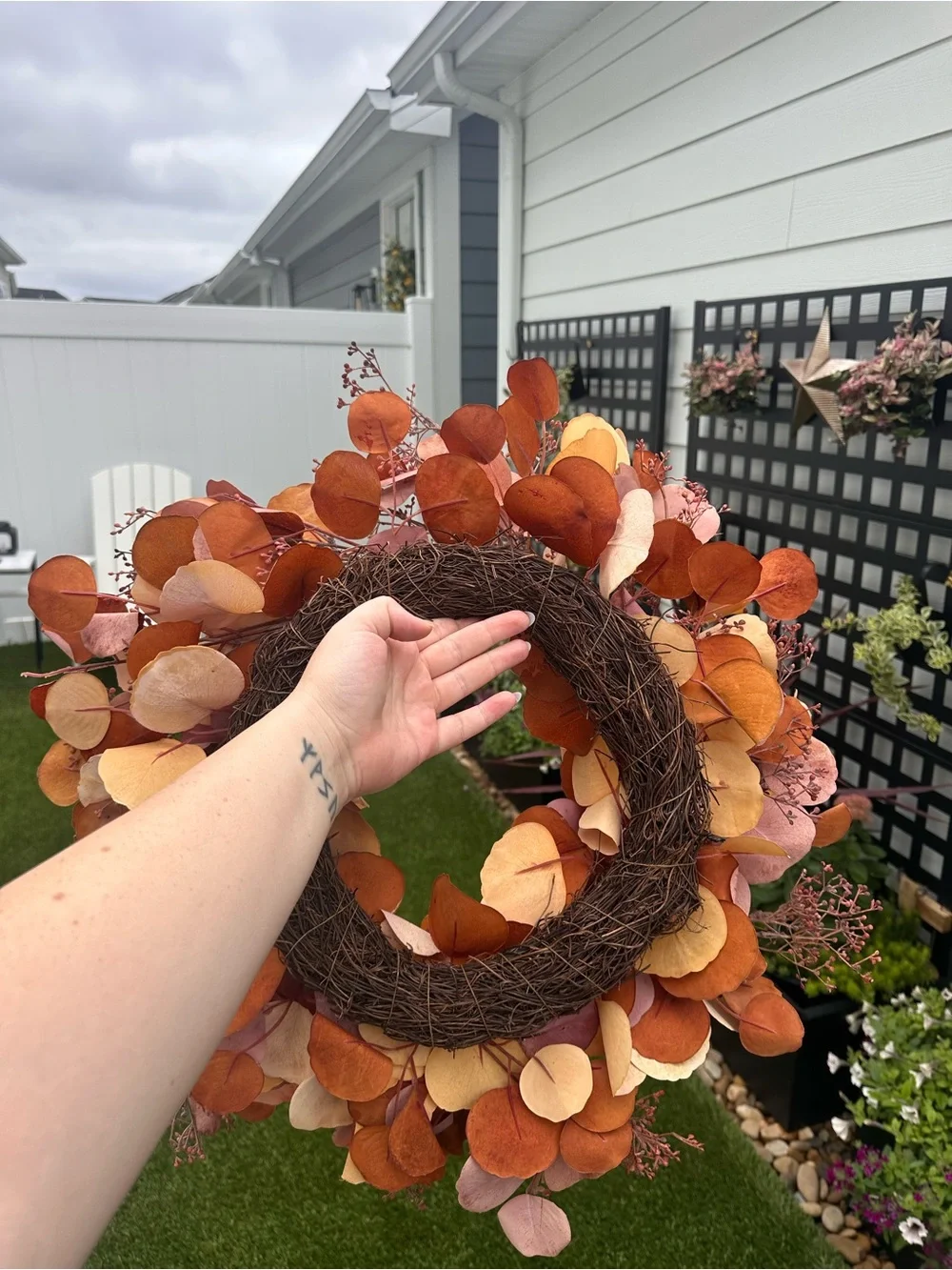 Autumn Meadow Pink & Orange Eucalyptus Wreath - Home Holiday